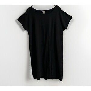 J. Jill Stretch Pima Cotton Blend Black Short Sleeve Shift Dress XL EUC